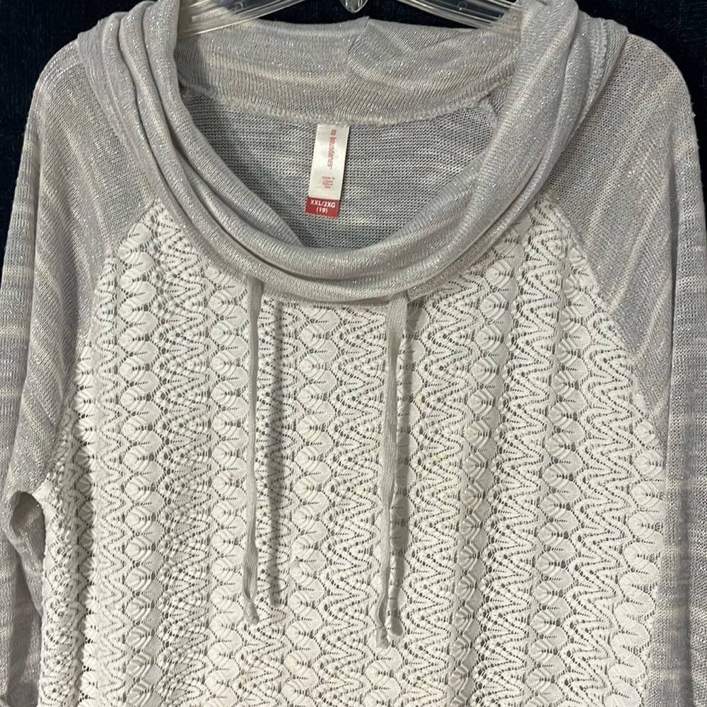 No Boundaries knit sweater with adjustable neck and front pocket
